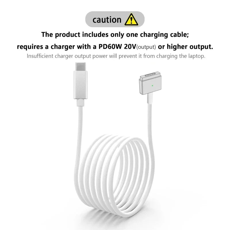 USB-C to MagSafe 2 T-Tip Braided Charging Cable — MacBook Air & Pro