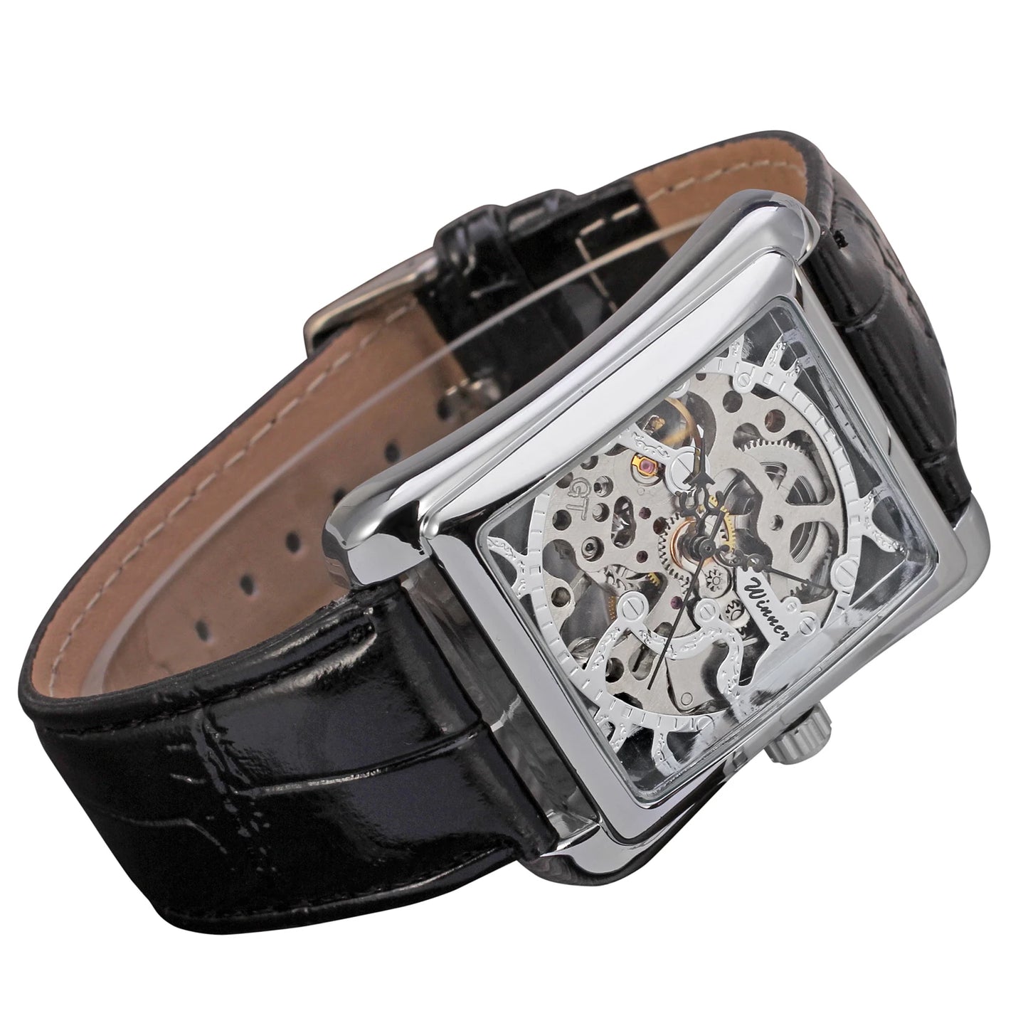 Men's Rectangular Mechanical Watch — Vintage Style Automatic Wristwatch