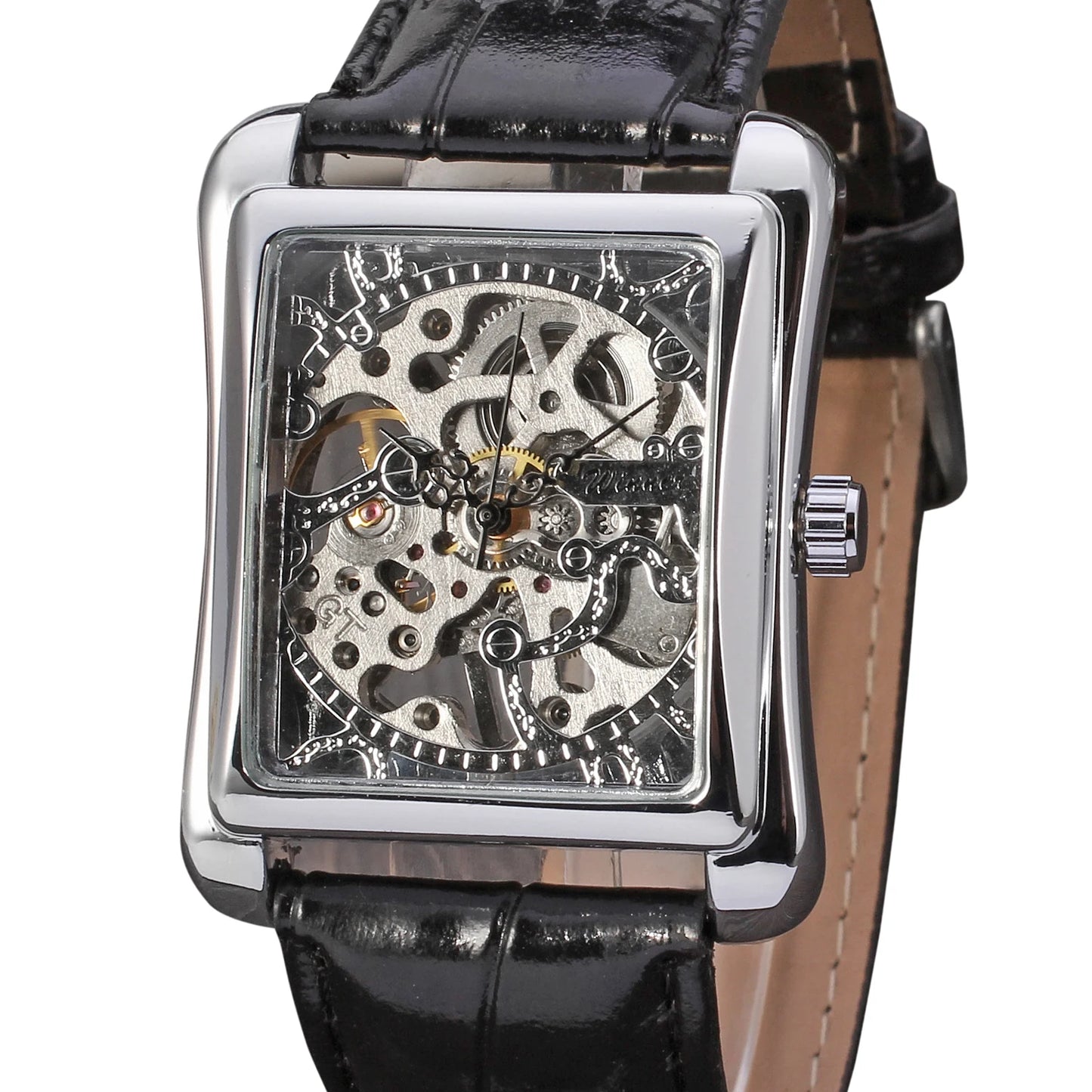 Men's Rectangular Mechanical Watch — Vintage Style Automatic Wristwatch