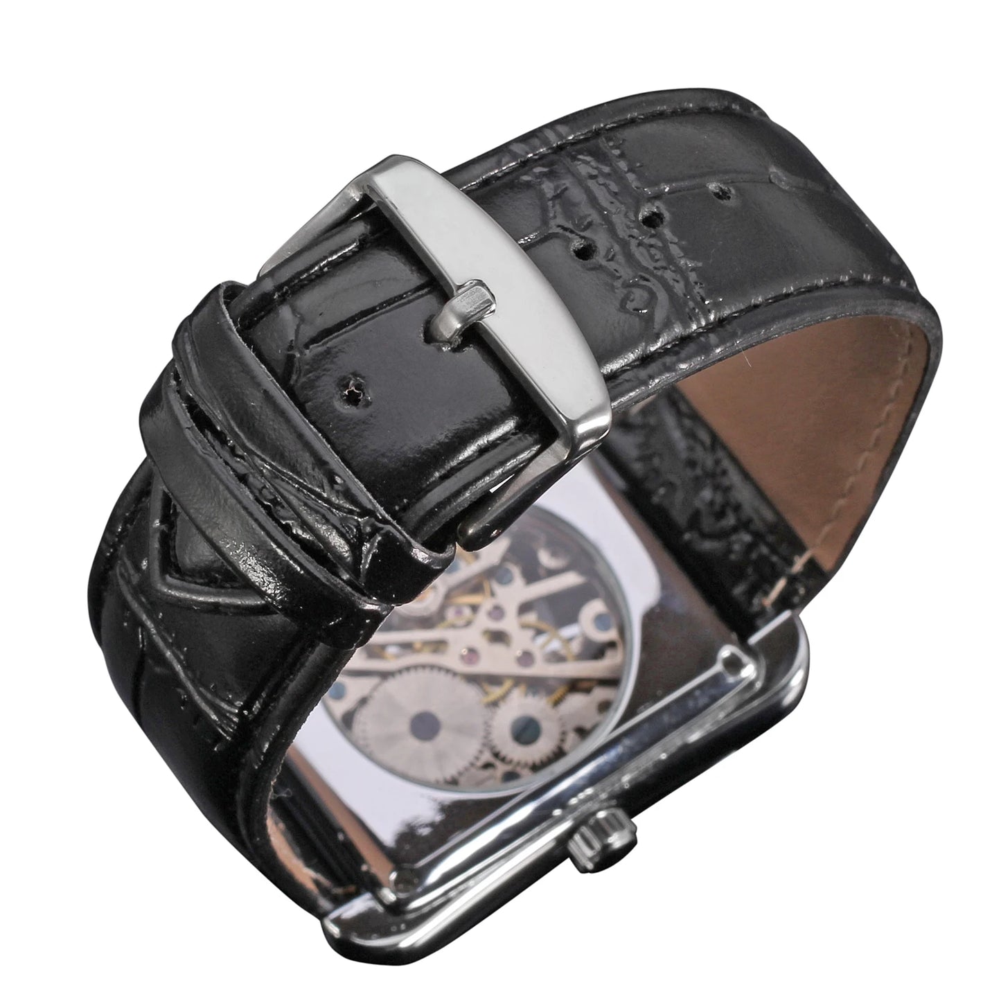 Men's Rectangular Mechanical Watch — Vintage Style Automatic Wristwatch