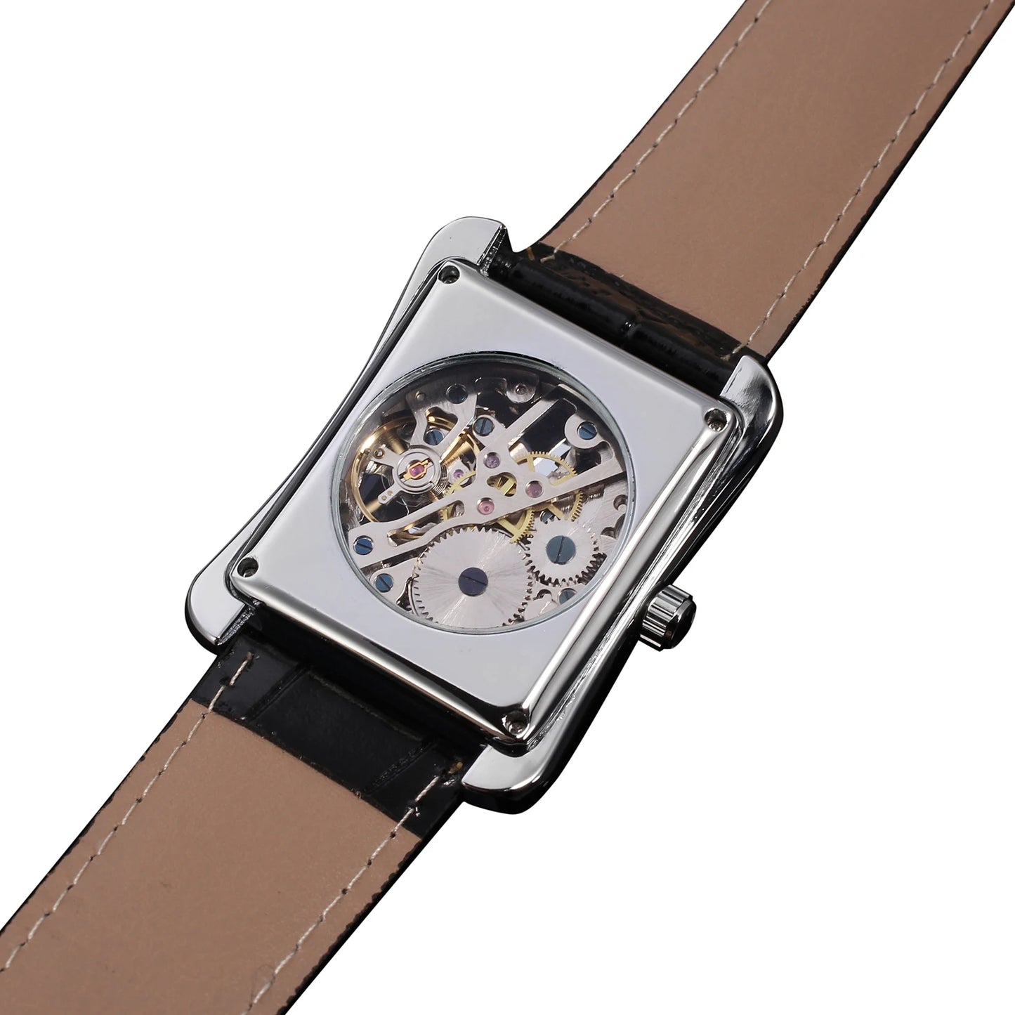 Men's Rectangular Mechanical Watch — Vintage Style Automatic Wristwatch