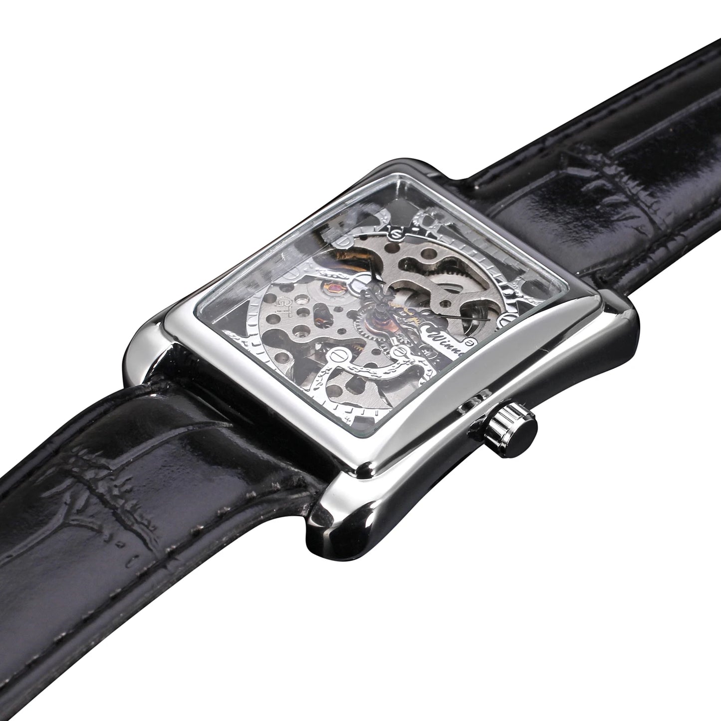 Men's Rectangular Mechanical Watch — Vintage Style Automatic Wristwatch