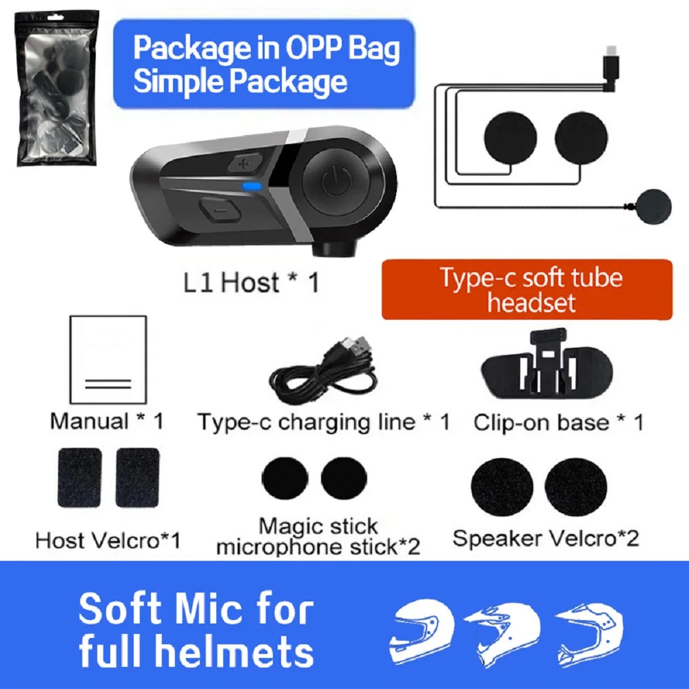 Bluetooth 5.3 Helmet Headset — Wireless Hands-Free for Motorcycle