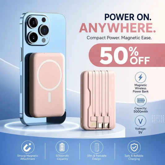 20000mAh Magnetic Wireless Power Bank — 5V Portable Charger