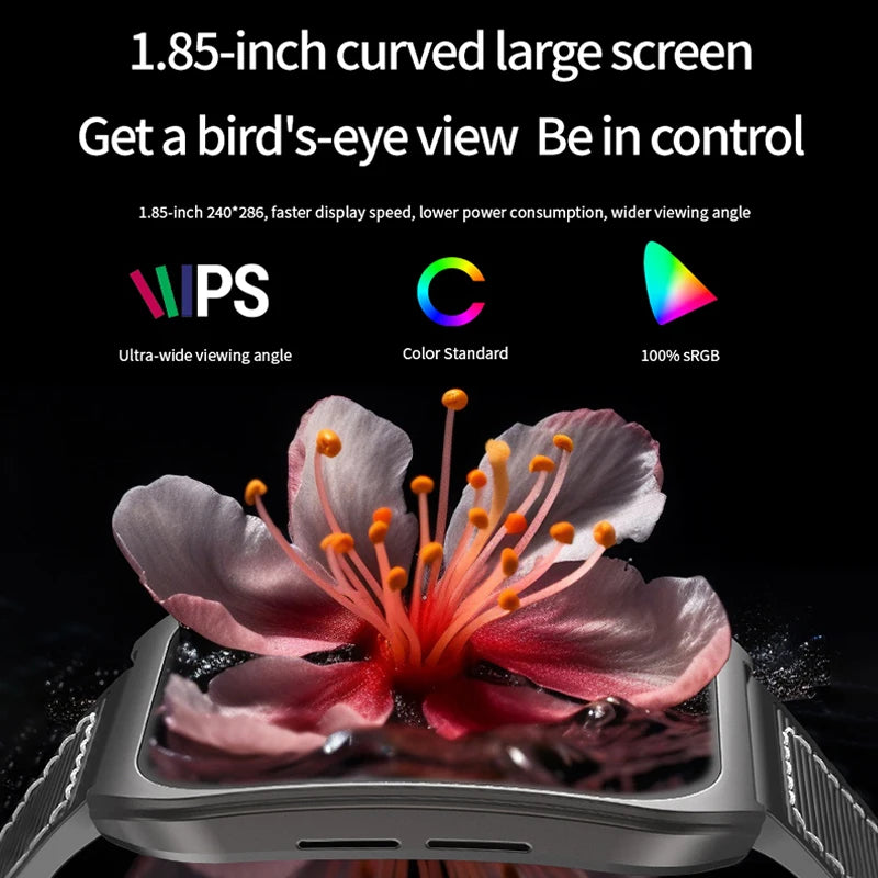 2025 Smart Watch — 1.85" Curved Screen Fitness & Health Tracker