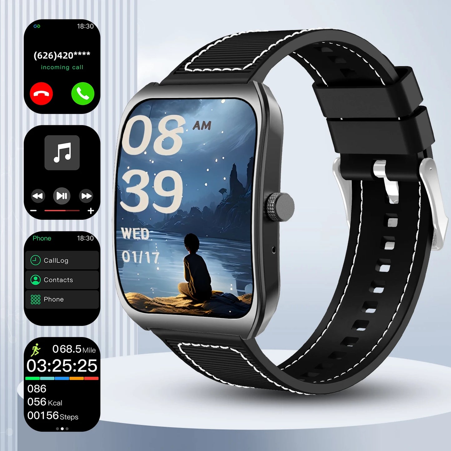 2025 Smart Watch — 1.85" Curved Screen Fitness & Health Tracker
