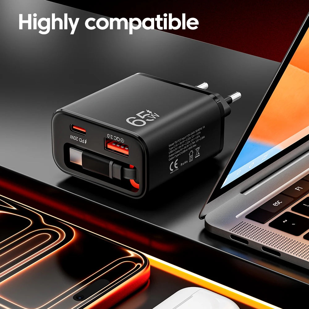 65W Retractable Fast Charger