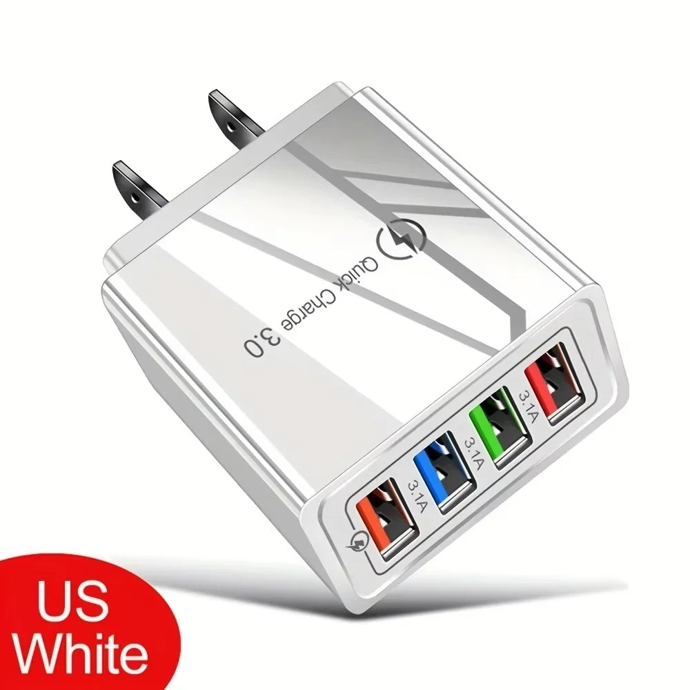 3A Multi-Port USB Wall Charger — EU & US Plug Fast Charging Adapter