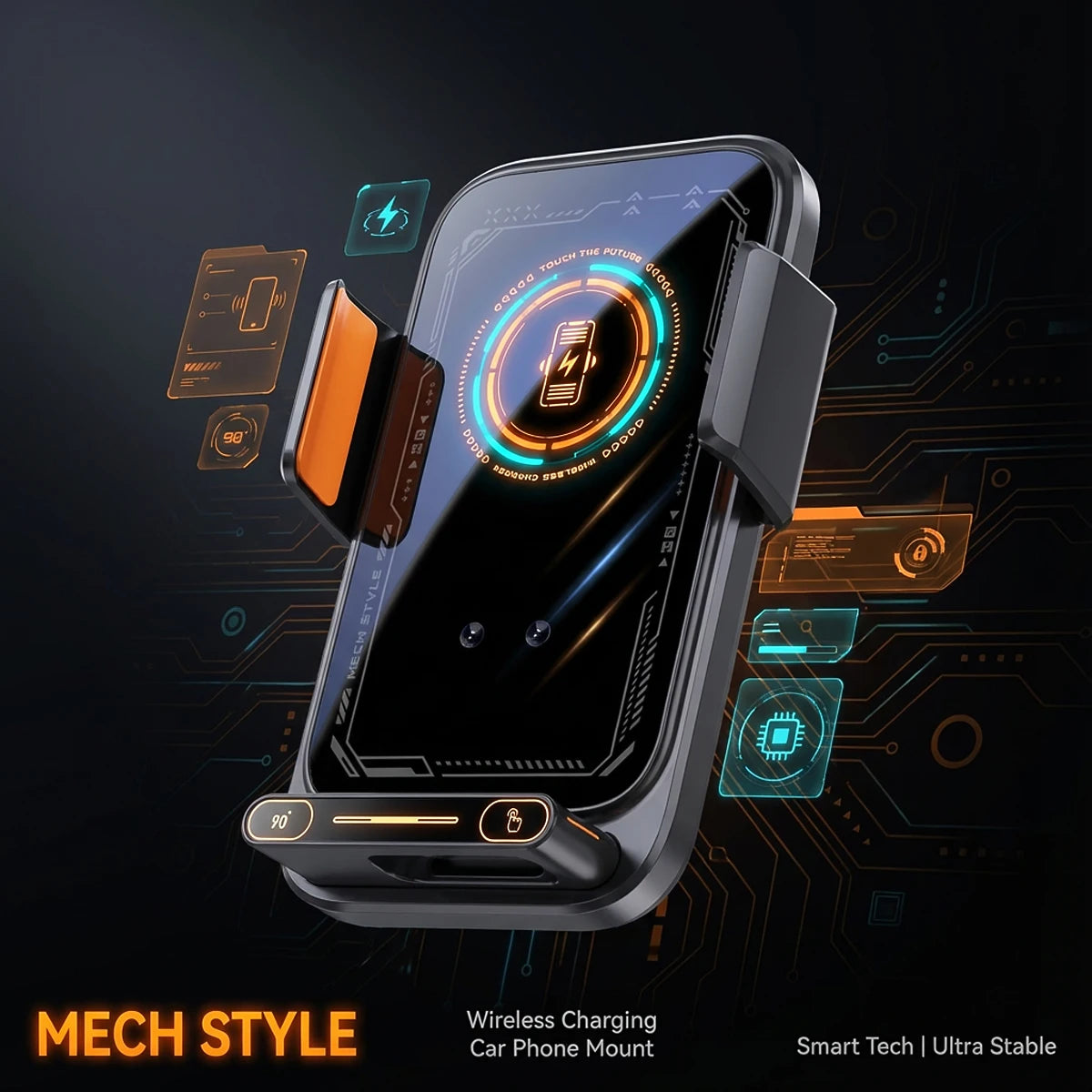 15W Car Phone Charger & Holder — Wireless Fast Charging Mount