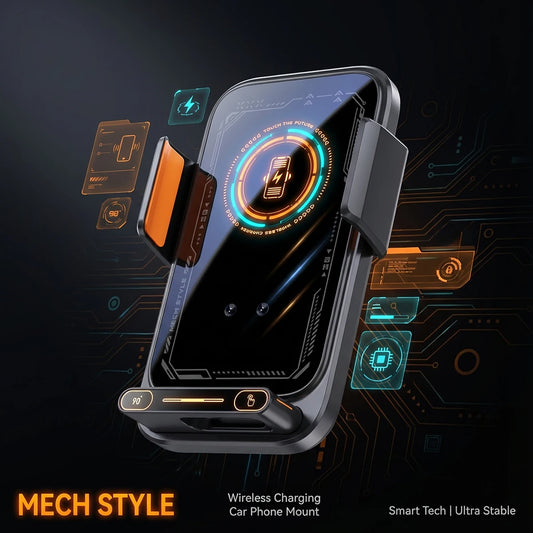 15W Car Phone Charger & Holder — Wireless Fast Charging Mount