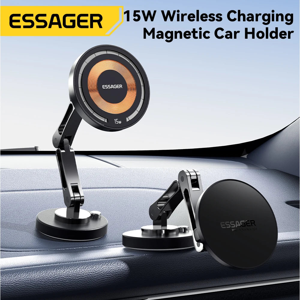 15W Magnetic Wireless Car Charger & Phone Holder — Universal Fit