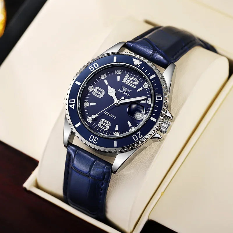 Men's Business Leather Strap Quartz Watch — Classic Dress Wristwatch