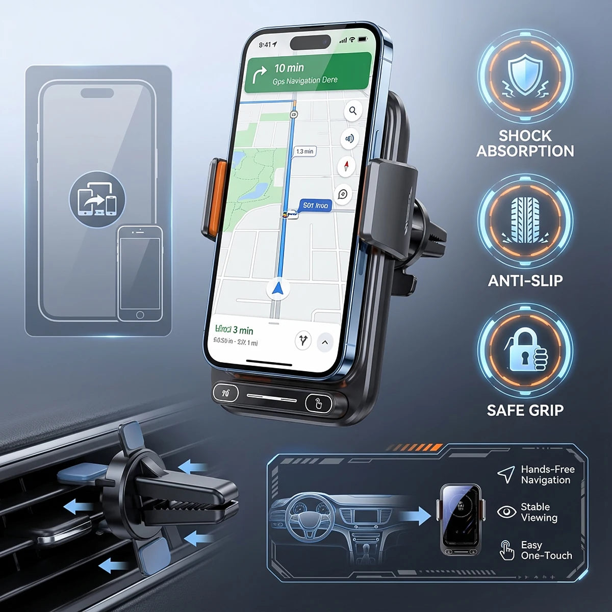 15W Car Phone Charger & Holder — Wireless Fast Charging Mount
