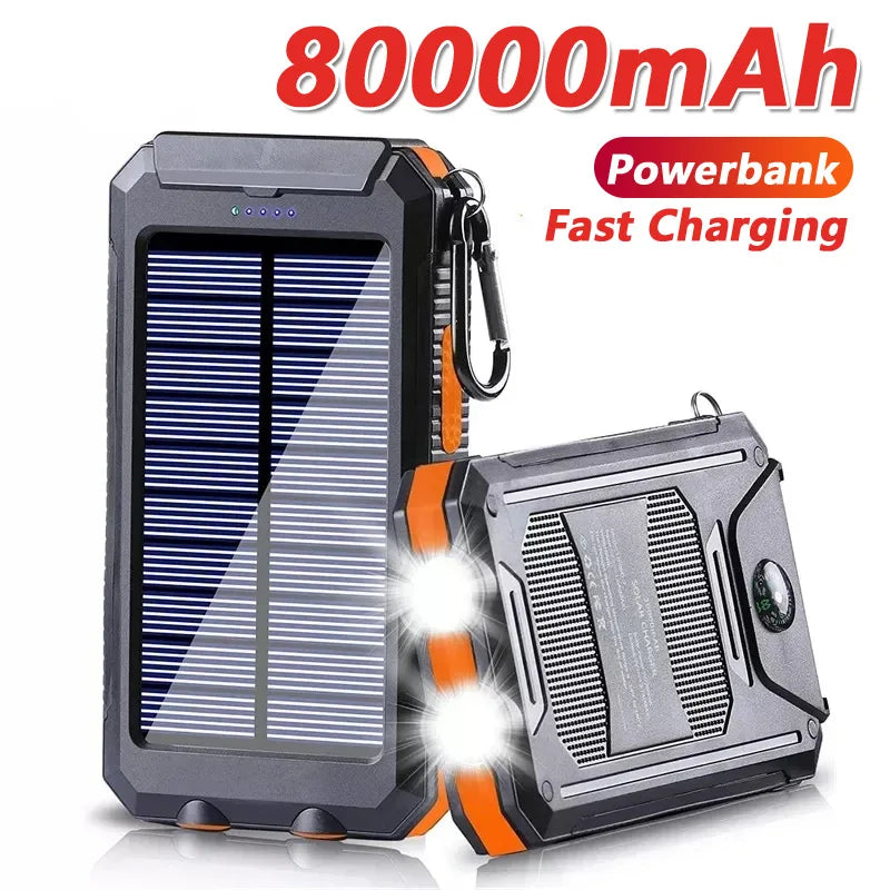 80000mAh Solar Power Bank — Portable Outdoor Charging Battery Pack