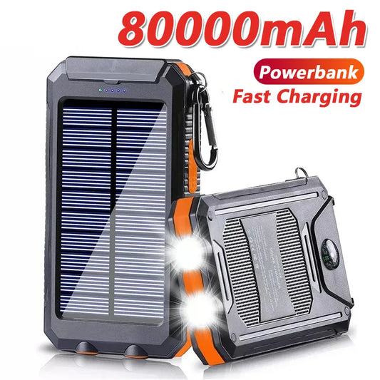 80000mAh Solar Power Bank — Portable Outdoor Charging Battery Pack
