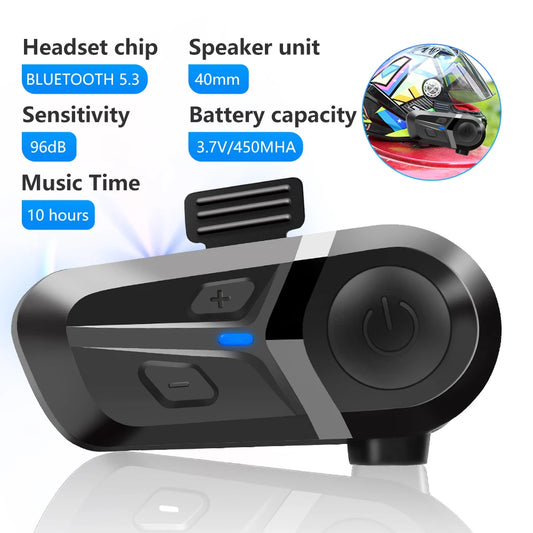Bluetooth 5.3 Helmet Headset — Wireless Hands-Free for Motorcycle
