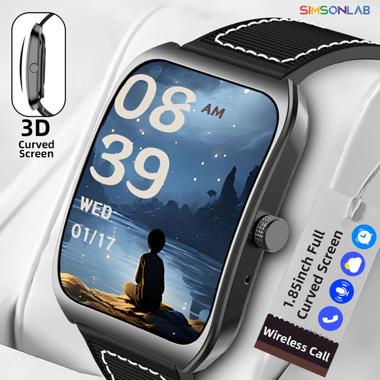 2025 Smart Watch — 1.85" Curved Screen Fitness & Health Tracker