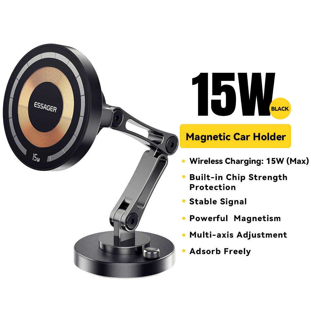 15W Magnetic Wireless Car Charger & Phone Holder — Universal Fit