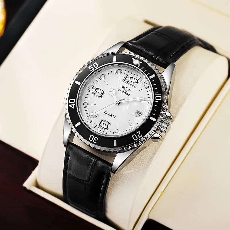 Men's Business Leather Strap Quartz Watch — Classic Dress Wristwatch