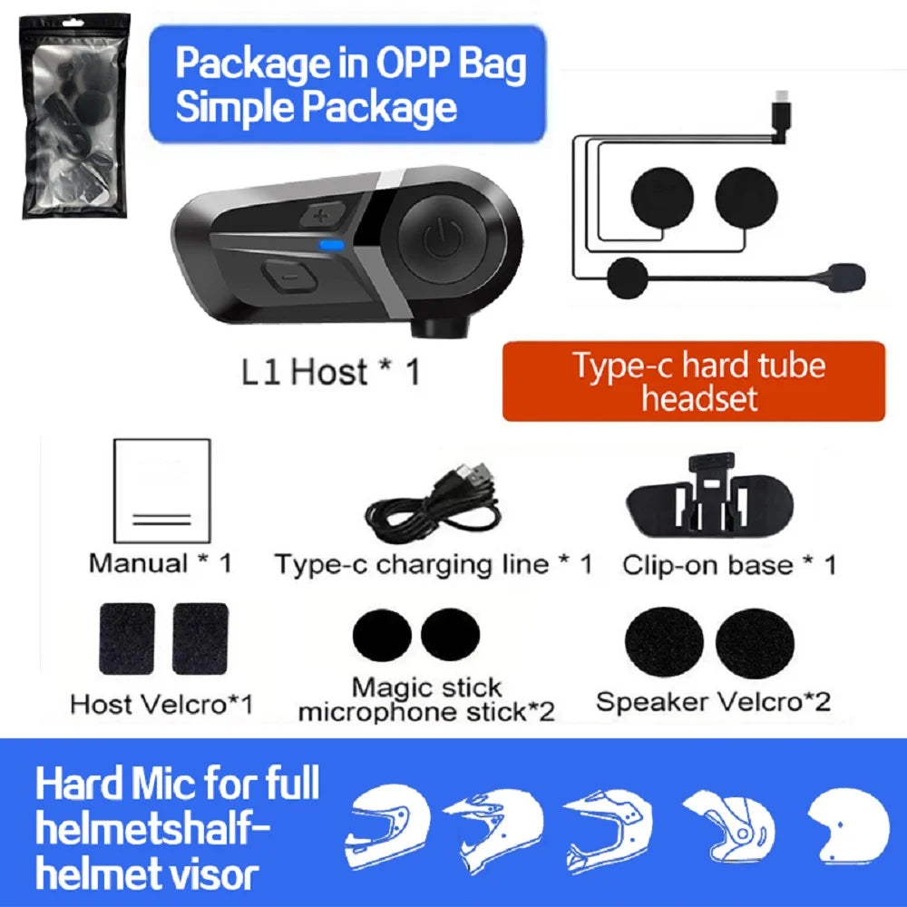 Bluetooth 5.3 Helmet Headset — Wireless Hands-Free for Motorcycle