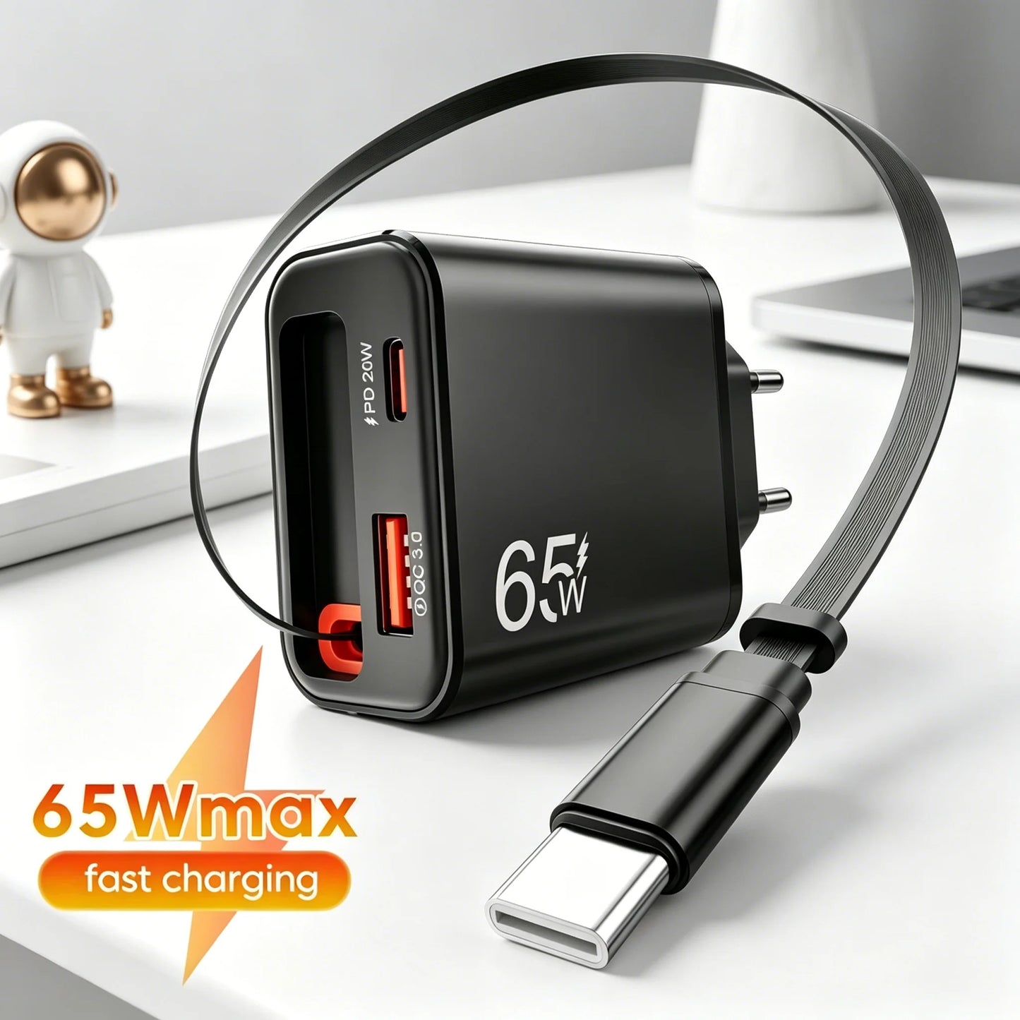 65W Retractable Fast Charger