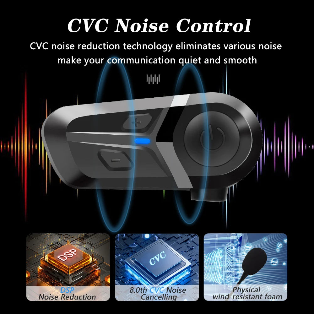Bluetooth 5.3 Helmet Headset — Wireless Hands-Free for Motorcycle